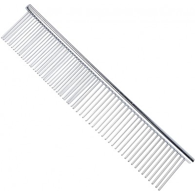 Dog Combs with Rounded Ends Stainless Steel Teeth Cat Comb for Removing Tangles and Knots Professional Grooming Tool for Pets